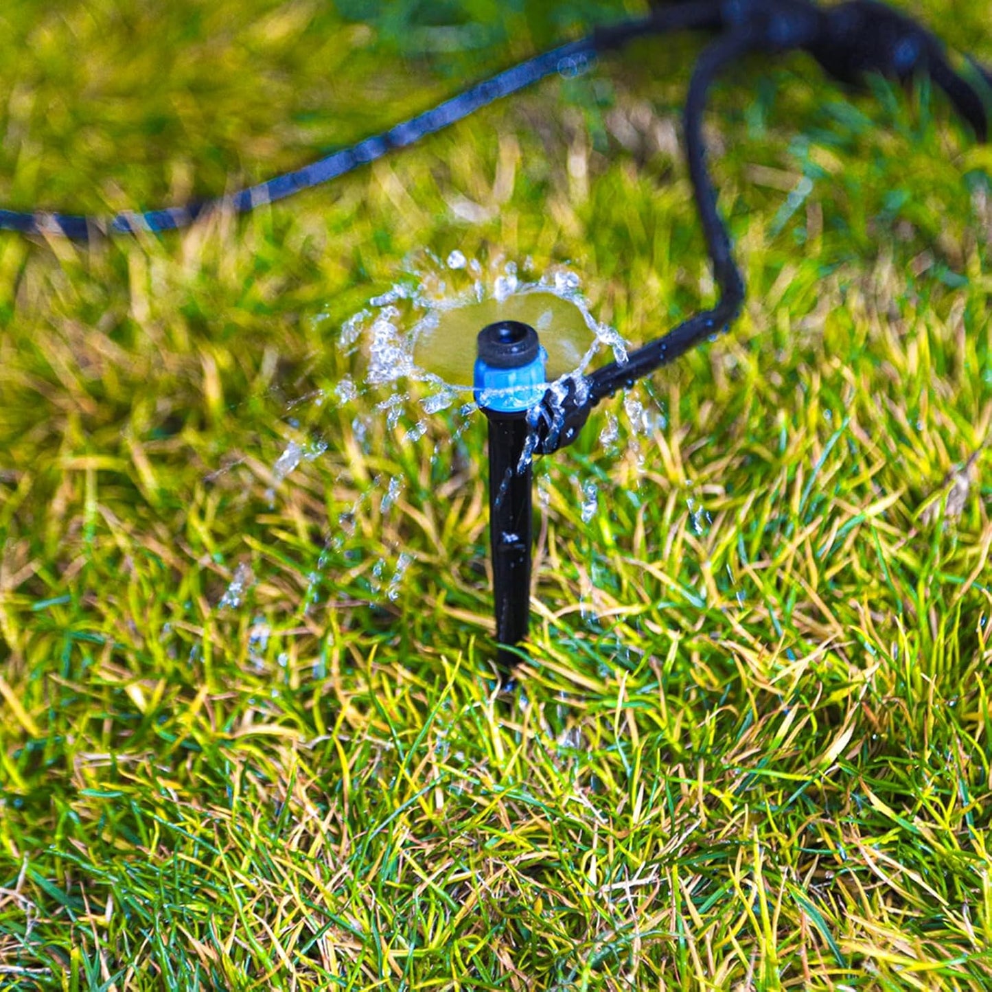 20 Pieces Drip Irrigation Emitters, Adjustable 360 Degree Drip Vortex Emitters on 5" with Stake for 1/4" Drip Irrigation Tubing Irrigation Fan Shape Drippers for Garden Watering System