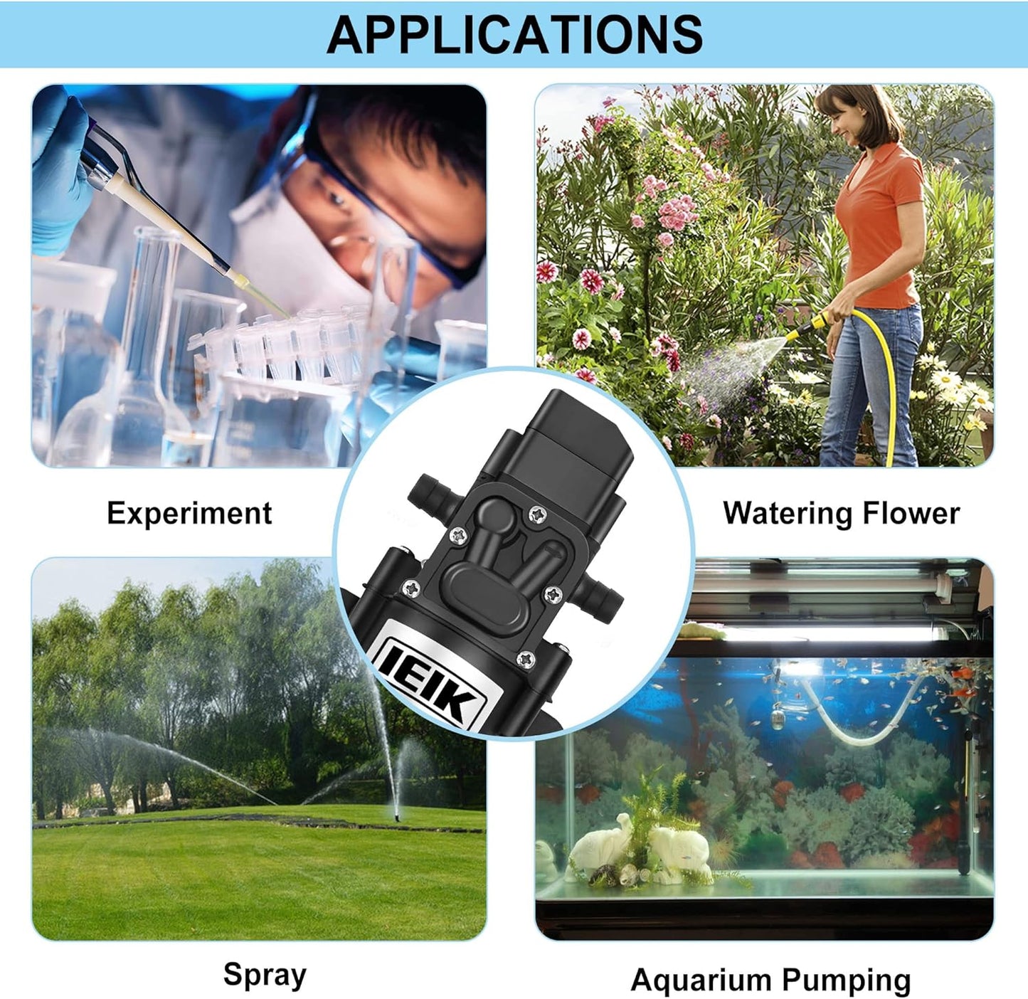 12 Volt Diaphragm Pump 3LPM 0.8 GPM 100PSI Self Priming Sprayer Pump 12V DC Fresh Water Pump Water Pressure Switch for RV Camper Marine Boat Lawn (30W)
