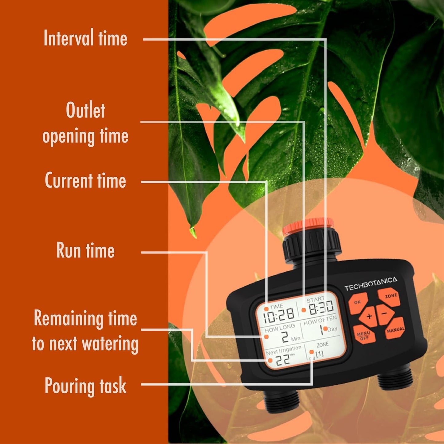 Automatic Water Timer for Garden Hose – Dual Outlet Manual & Automatic Watering System