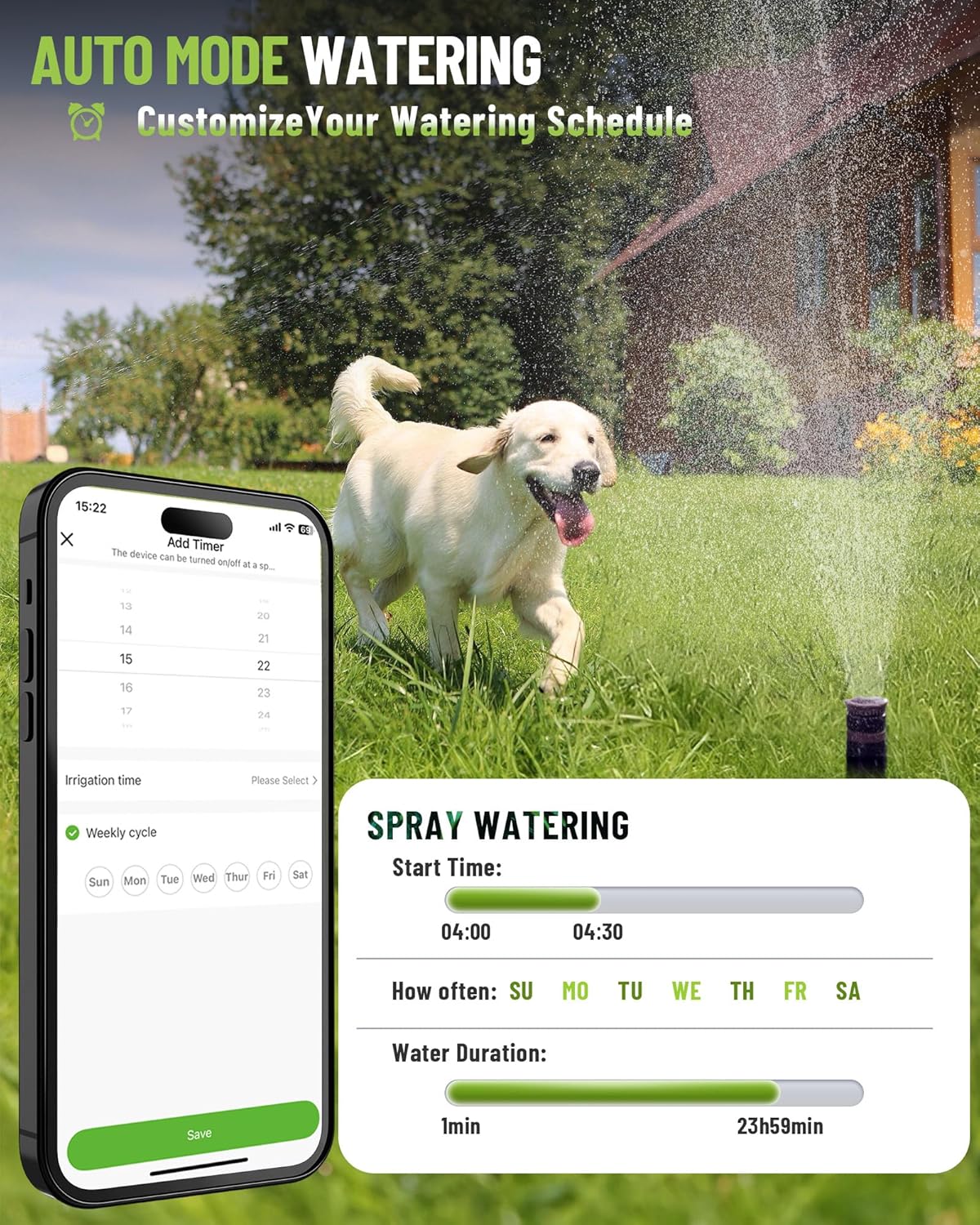 WiFi Water Timer with Brass Inlet, 1 Zone Smart Hose, Sprinkler Timer for Garden Faucet, APP Remote Control Via 2.4Ghz WiFi