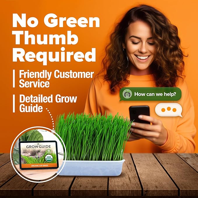 HOME GROWN Organic Cat-Grass Seed Mix (Oat & Barley) – 4 oz – Easy Indoor Planter