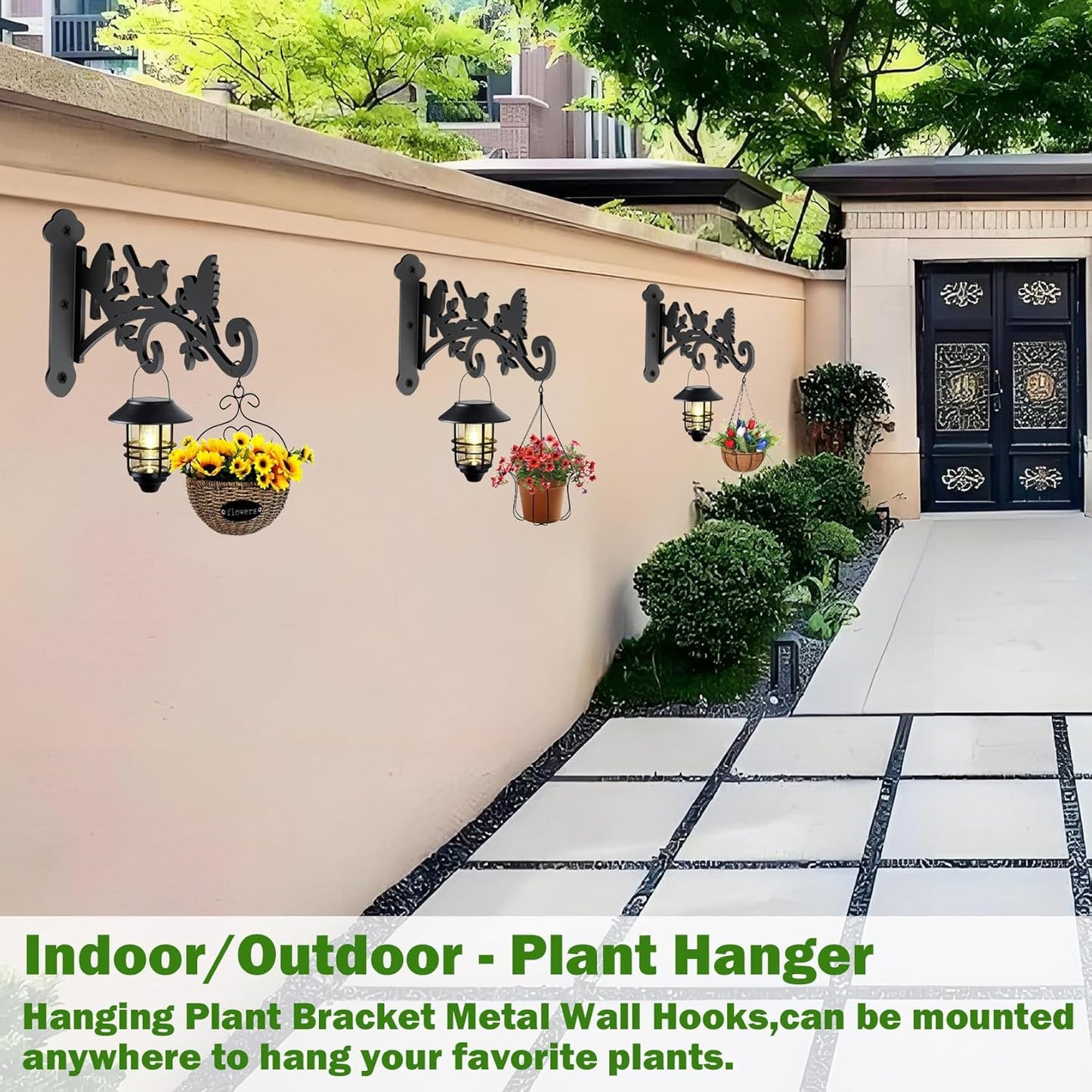 2 Pack Hanging Plant Hanger Outdoor 9-in Hanging Basket Wall Hooks - Heavy Duty Metal Plant Bracket Hook for Flower Baskets,Bird Feeder,Lantern