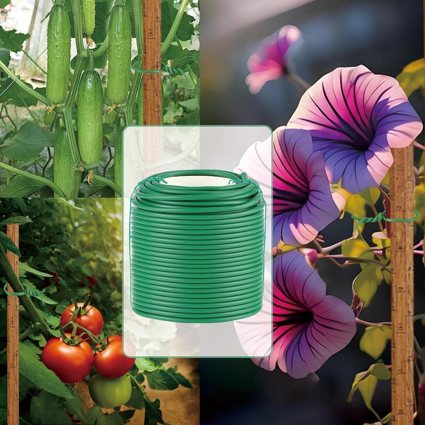 Soft Plant Ties, 164FT Green Garden Wire, Flexible Garden Twist for Climbing Plants, Tomatoes, Outdoor Plants, Vegetables, Flowers, Roses Plant Support (Diameter - 3.5MM)
