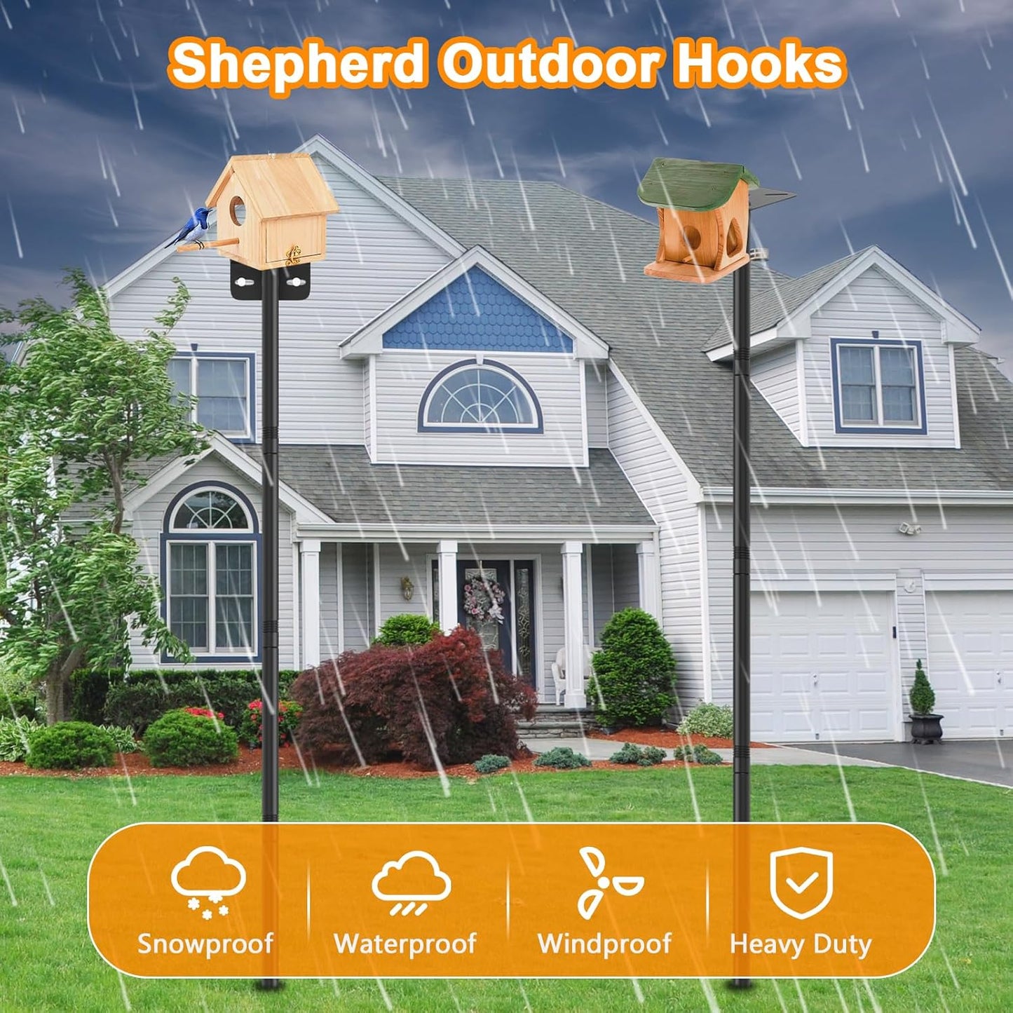 2 Pack 80 Inch Adjustable Bird Feeder Pole,Bird House Pole Suitable for Feeders & Birdhouse,Weather Station,Heavy-Duty Rustproof Design,Enhance Outdoor Decor & Birdwatching Experience