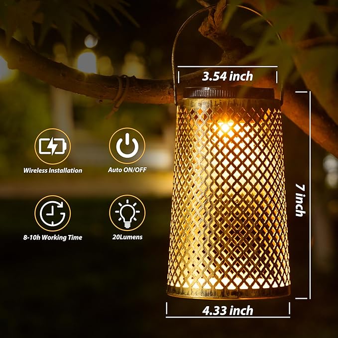 2 Pack Solar Lanterns Outdoor Waterproof, Gifts for Women Mom Grandma,Solar Lanterns with 2 Lighting Colors and Diamond-Pattern, Outdoor Solar Lantern for Landscape Patio Pathway Porch Lawn Yard