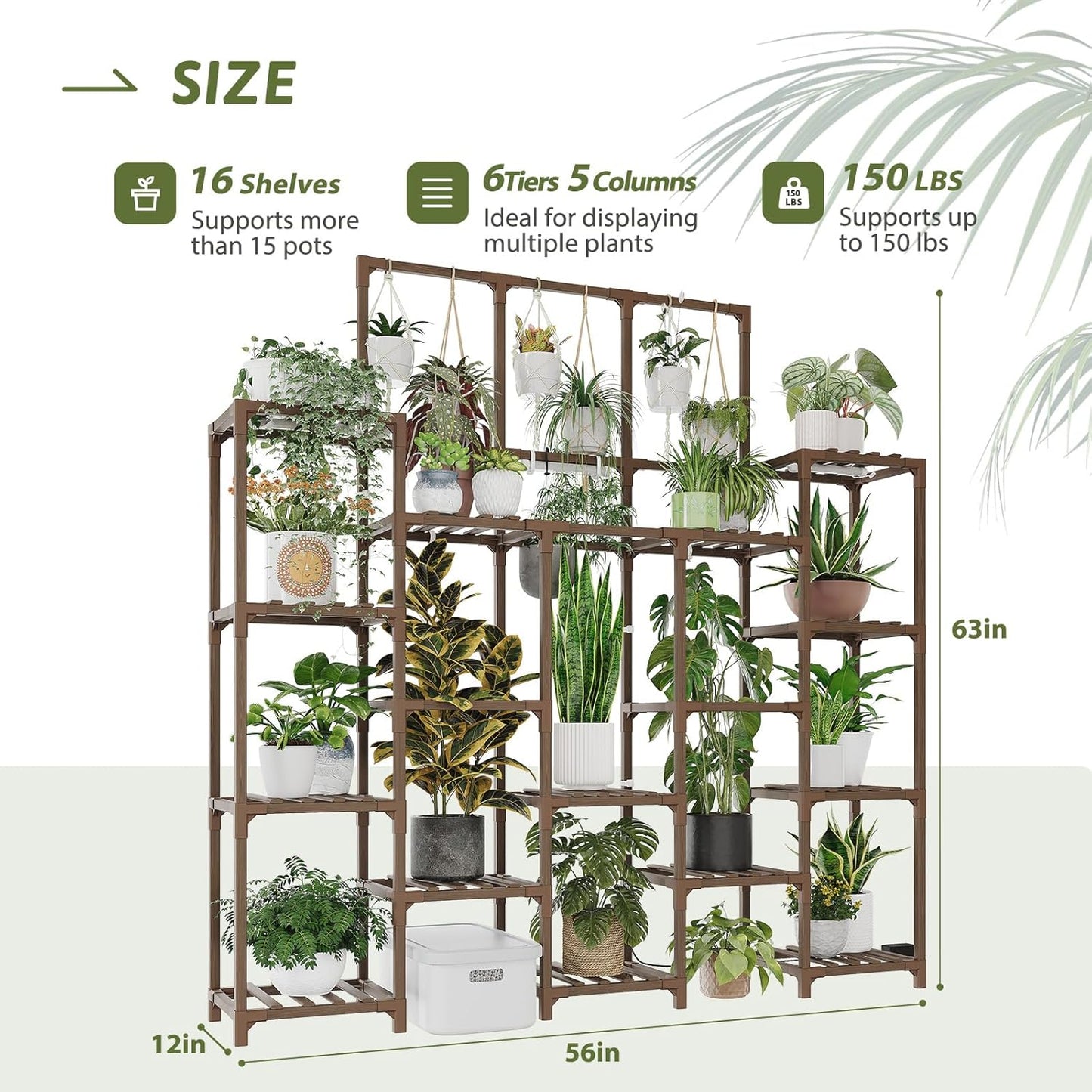 Plant Stand Indoor with Grow Light 14 tiers Large Plant Shelf for Indoor Plants Display Heavy Duty Plant Rack for Living Room Patio Decor
