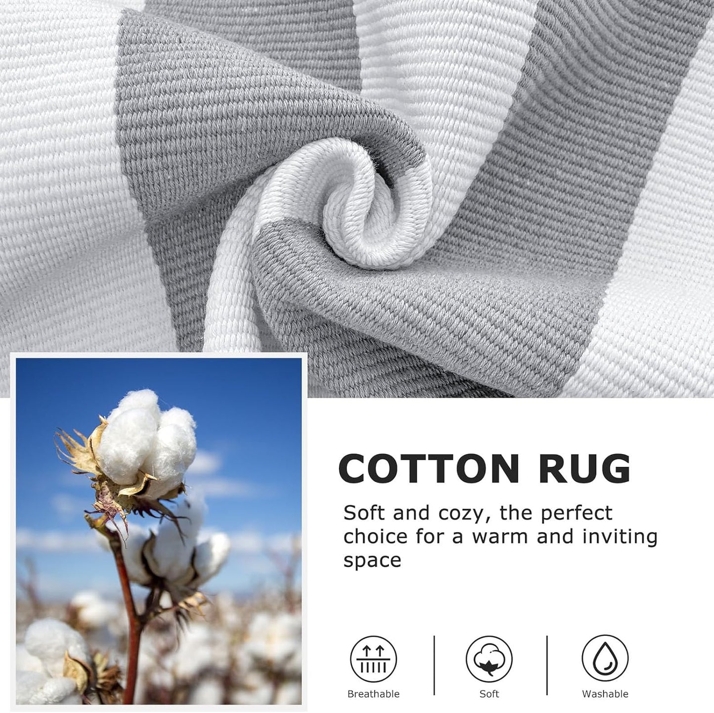 IOHOUZE Grey White Striped Rug -3X5 Front Door Mats Outdoor,Washable Rug for Front Porch Decor,Spring Summer Welcome Mats Outdoor Indoor, Doormat for Farmhouse/Entryway/Home Entrance