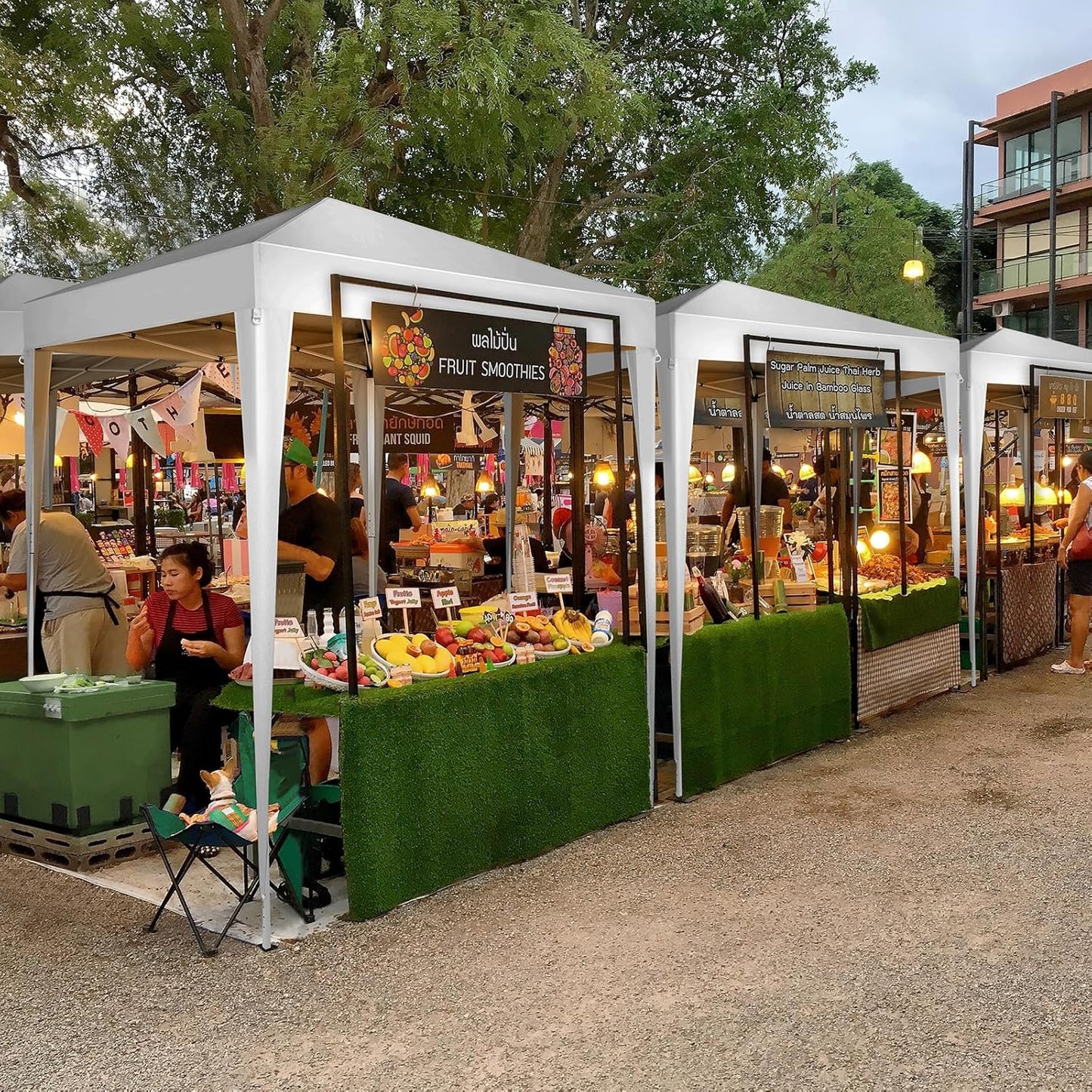 Outvita 6.5x6.5ft Pop Up Canopy Tent, Outdoor Instant Shelter Folding Canopy with 4 Side Walls and Carry Bag for Commercial Events, Party, Backyard BBQ, Camping White