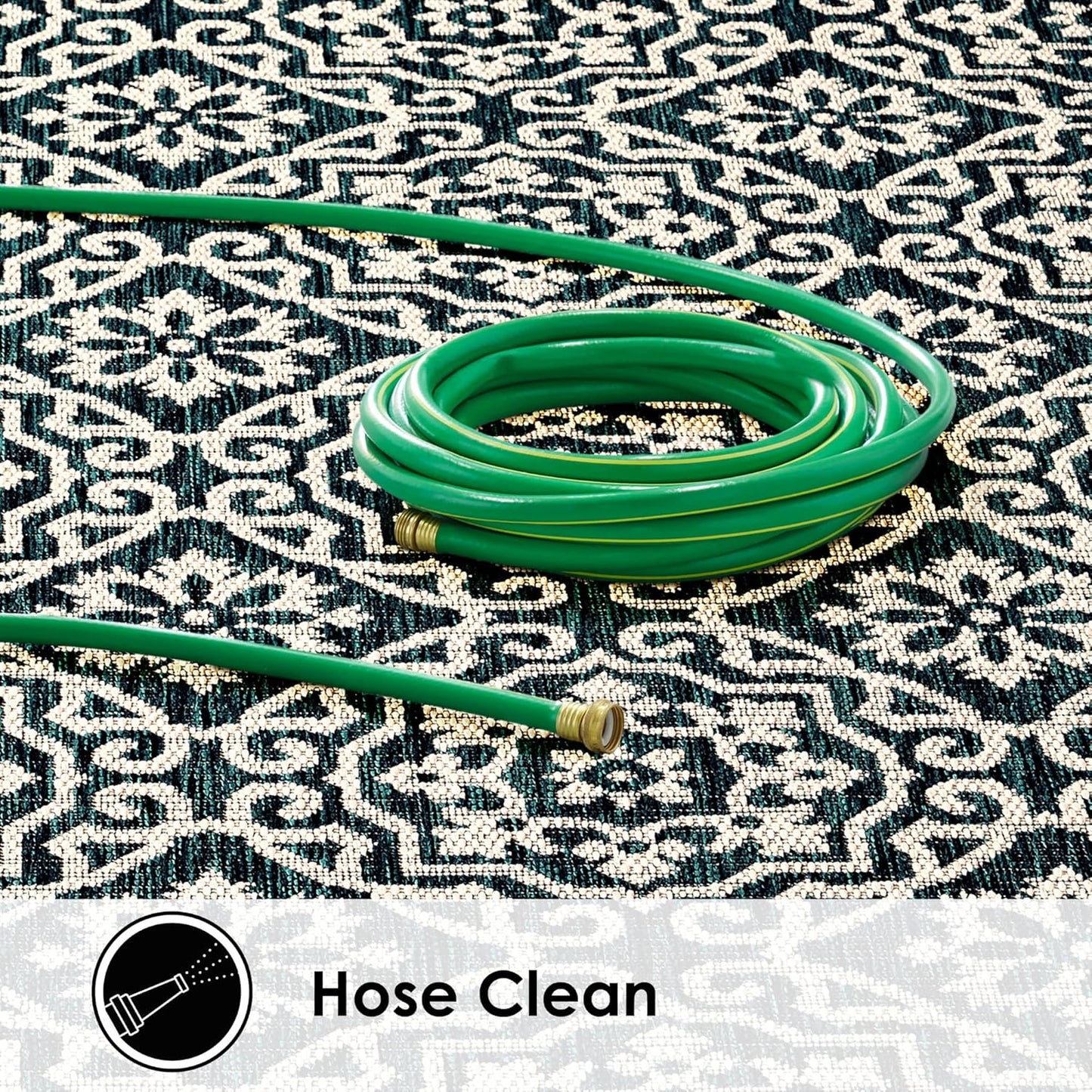 Nicole Miller New York Patio Country Julia Transitional Geometric Indoor/Outdoor Area Rug, Navy Blue/Ivory, 5'2"x7'2"