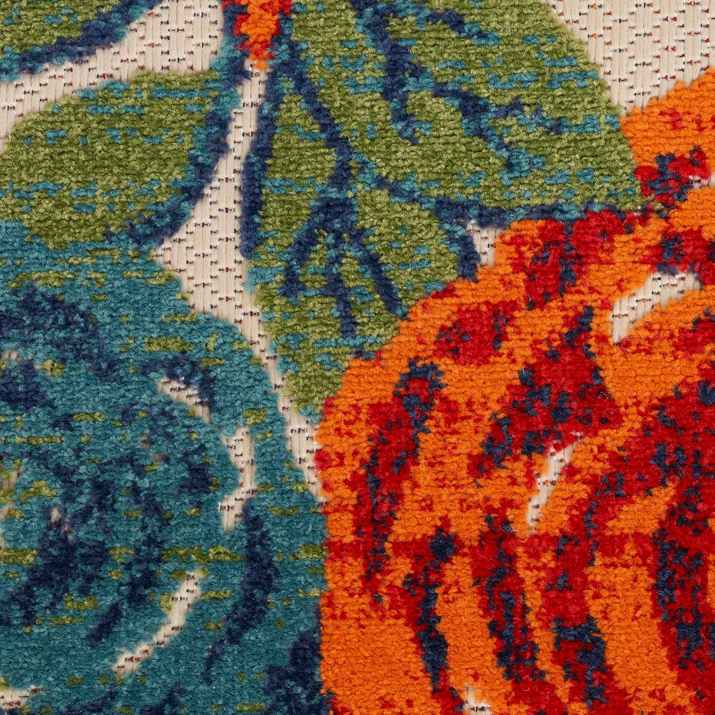 Nourison Home Aloha Indoor/Outdoor Ivory Multicolor 2' x 6' Area -rug, Easy--cleaning, Non Shedding, Bed Room, Living Room, Dining Room, Backyard, Deck, Patio (2x6)