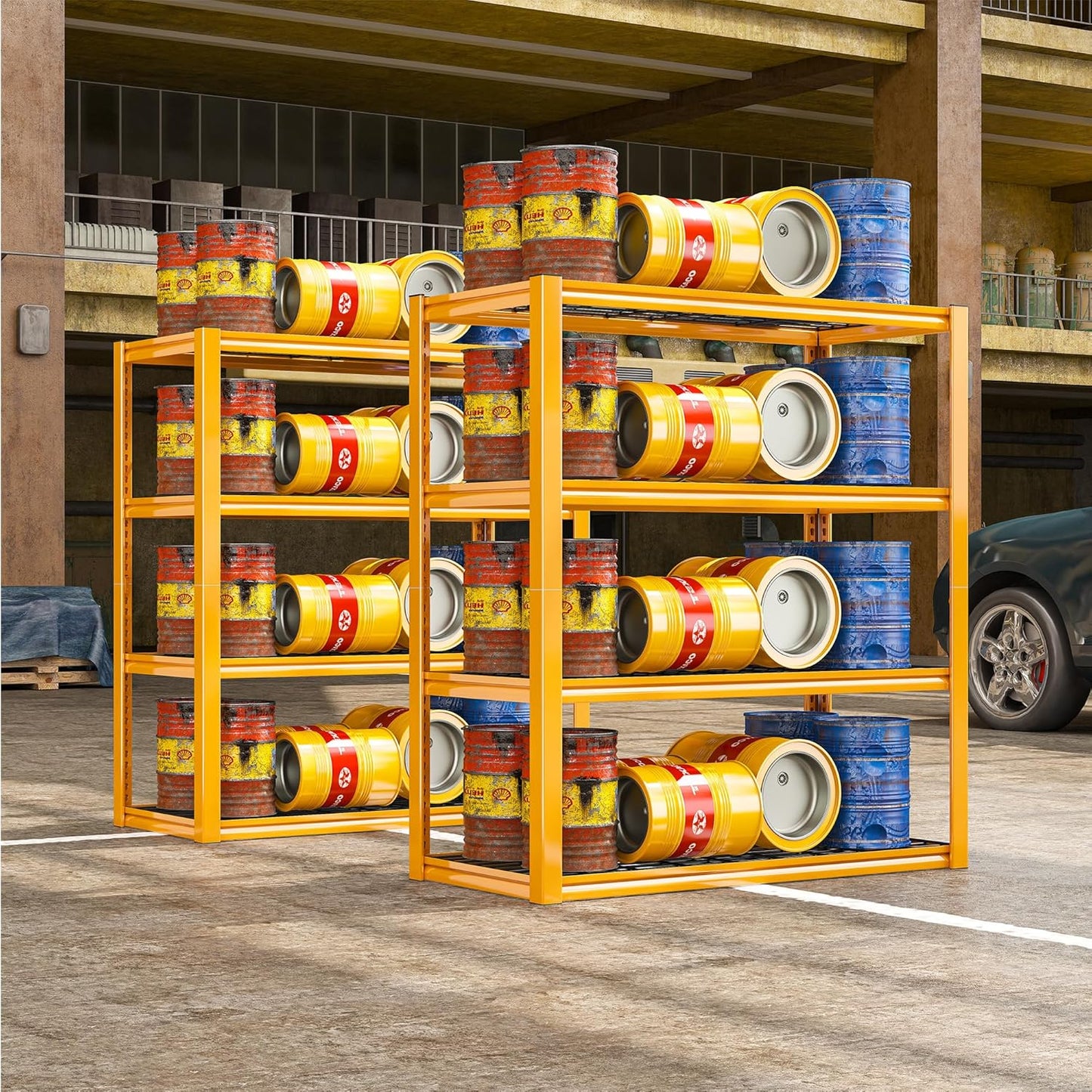 REIBII 40" W Garage Shelving 2240 LBS Storage Shelves Adjustable Heavy Duty Shelving 4 Tier Metal Shelves for Storage for Garage Kitchen Pantry Warehouse Basement 40" W × 19.5" D × 59.5" H, 4 Pack