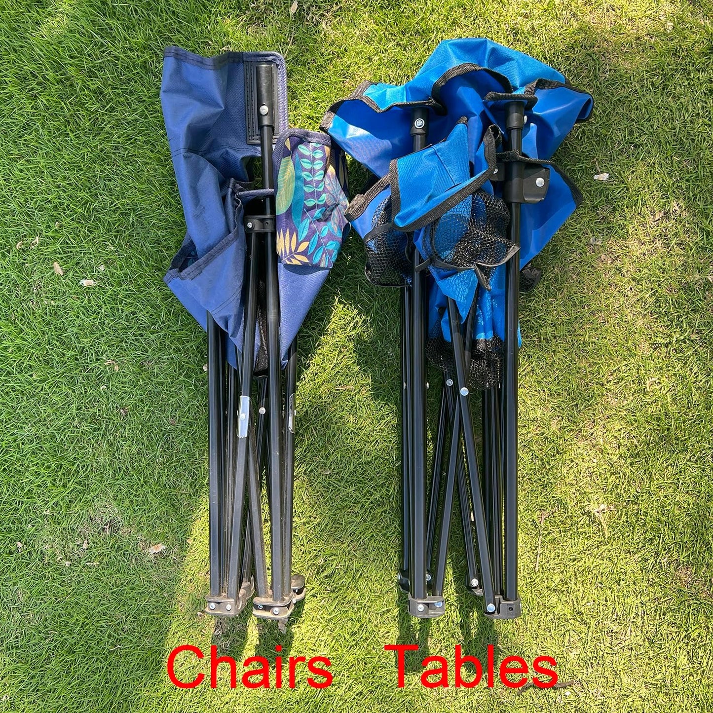 Portable Folding Camping Table with Cup Holders – Lightweight & Compact 2-Tier Outdoor Table with Storage, Ideal for Card Games, Snacks, Picnic, Tailgating & Camping (Blue + Black)