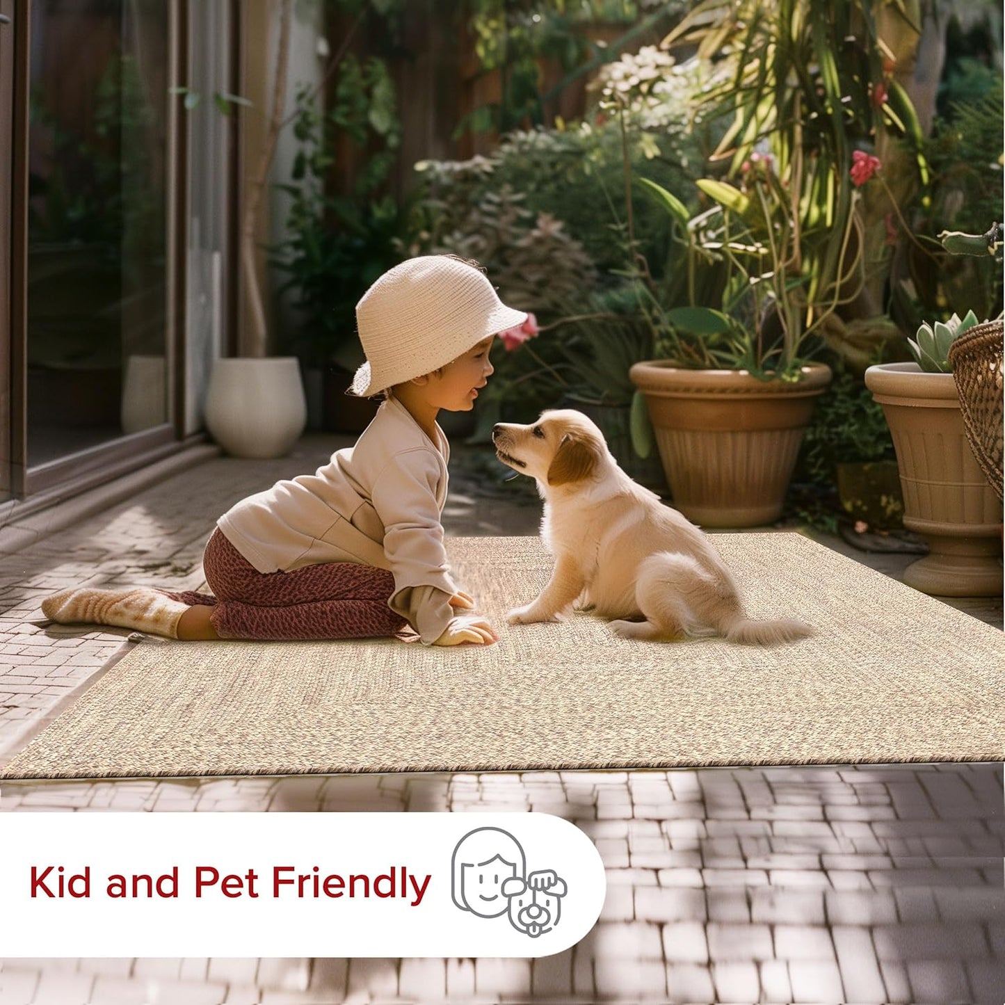 nuLOOM Oval 3' x 5' Solid Hand Braided Indoor/Outdoor Area Rug, Pet-Friendly, High Traffic, Weather Resistant, for Patio, Balcony, Bedroom, Living, Dining Room, Wynn Tan