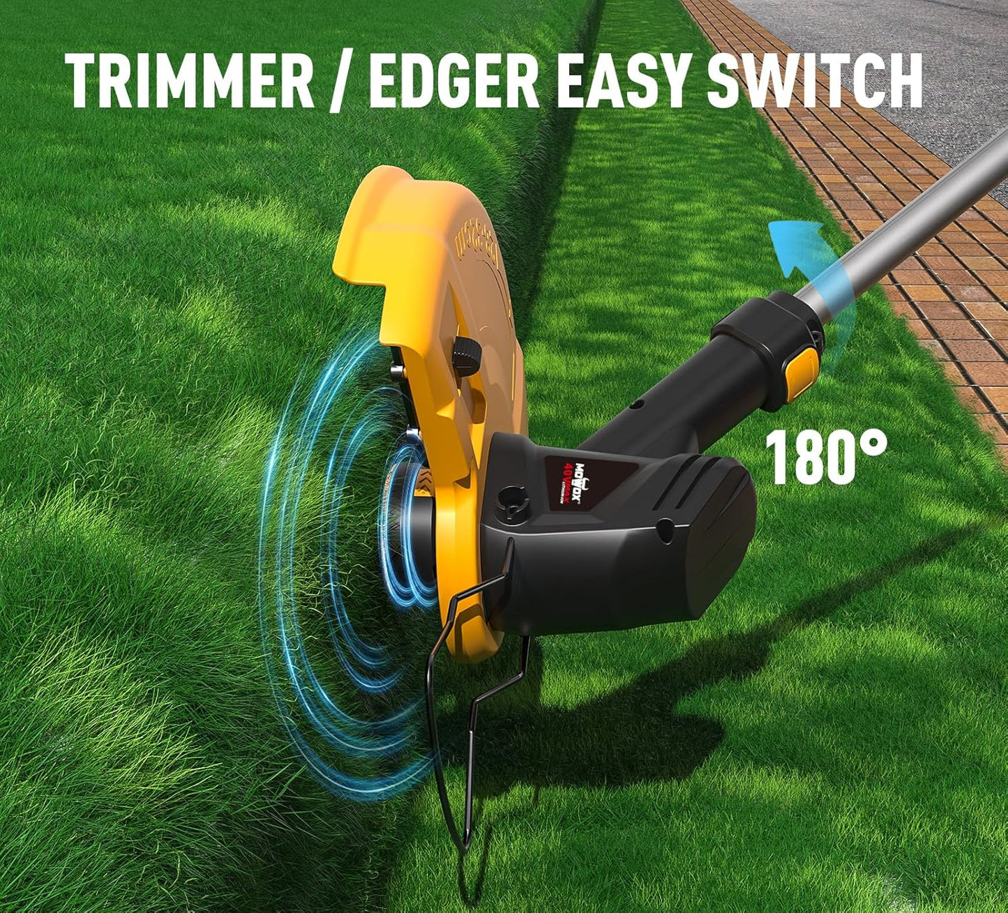 40V Cordless Weed Whacker, 2Ah Battery Powered Weed Eater, 3-Positions Adjustable Cutting Width Grass Trimmer, Telescopic Aluminum Shaft String Trimmer, Battery & Charger Included