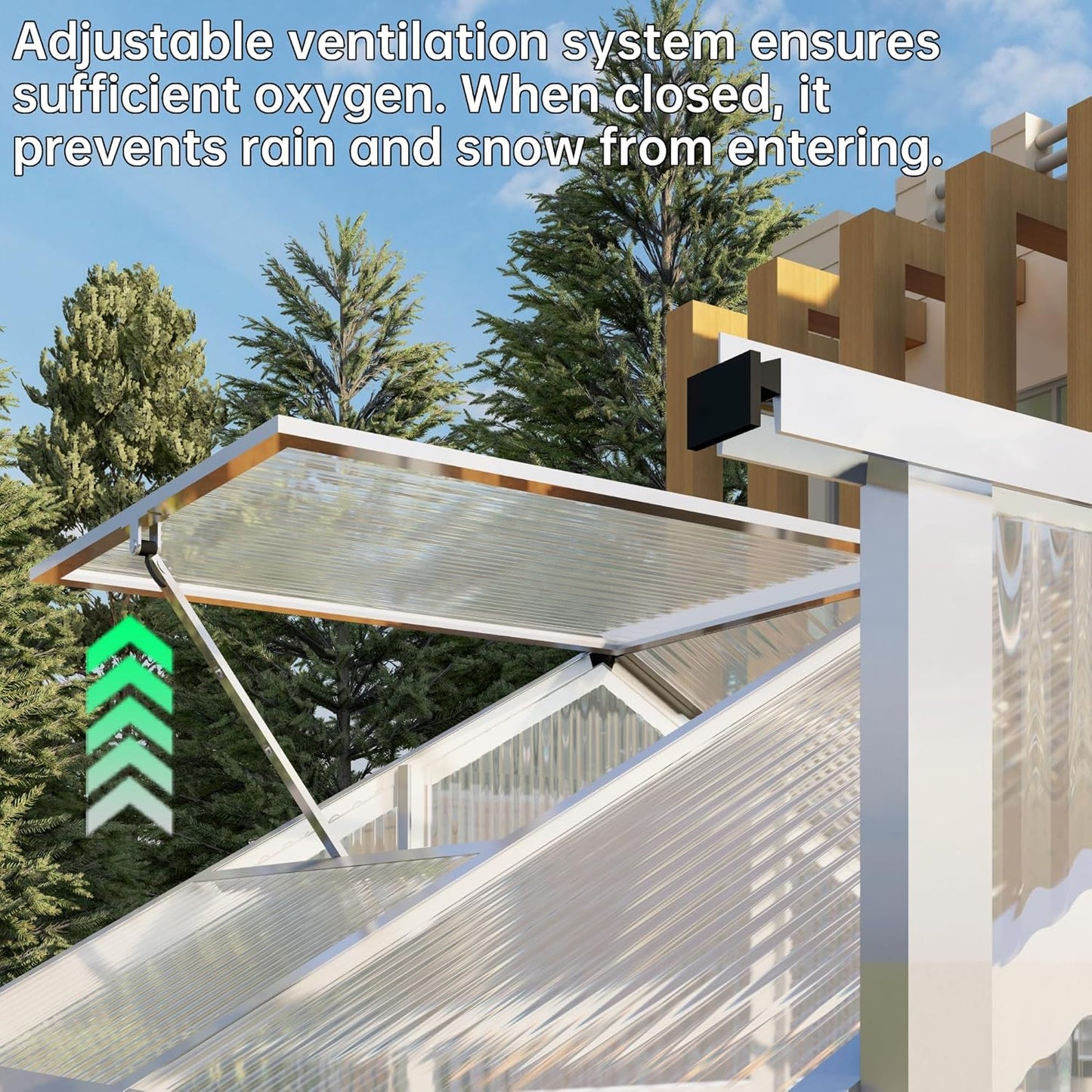 Aluminum Greenhouse for Outdoors, 6 x 8 FT Polycarbonate Walk-in Greenhouse with Quick Setup Structure and Adjustable Roof Vent, Silver