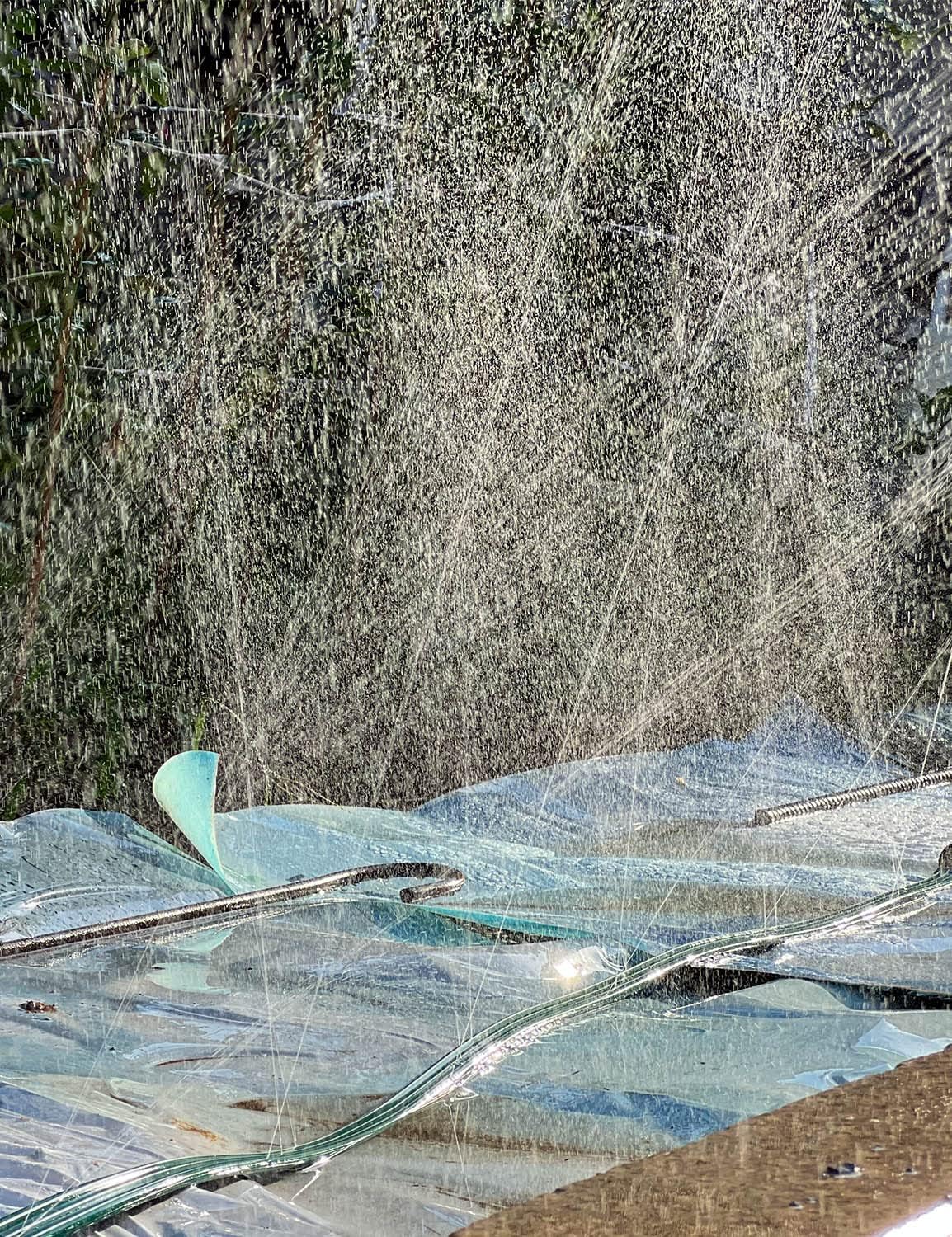 50ft Sprinkler Soaker Hose with Holes, 3-Tube Sprinkler Hose & Soaker Hose with 15 Landscape Staples, New Flexible Material