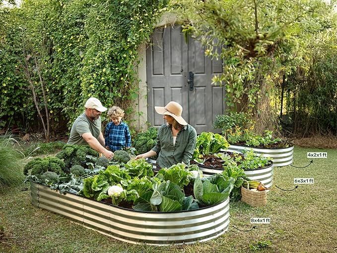 Galvanized Raised Garden Beds Outdoor // 6×3×1 ft (2-Pack) Planter Raised Beds for Gardening, Vegetables, Flowers // Large Metal Garden Box // Patented Tool-Free Design (Silver)