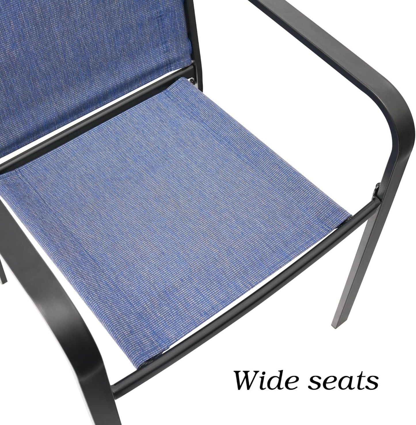 7-Piece Outdoor Dining Set, 48'' Round Table with 6 Stackable Chairs All Weather Furniture Set - Navy