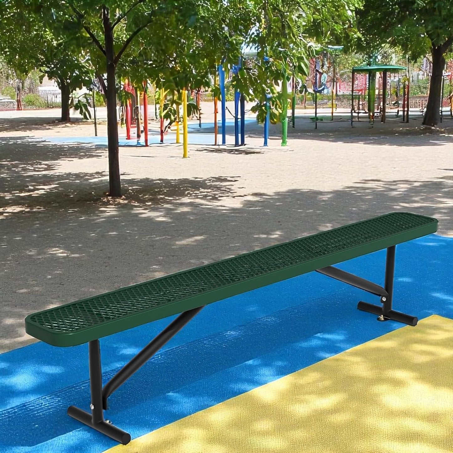 96" L Outdoor Metal Benches, Heavy Duty Garden Park Bench for Outside, Porch Chair Sports Backless Commercial Benches Mesh Bench for Shopping Mall, Store, Lawn, Park, Patio, Deck, Garden