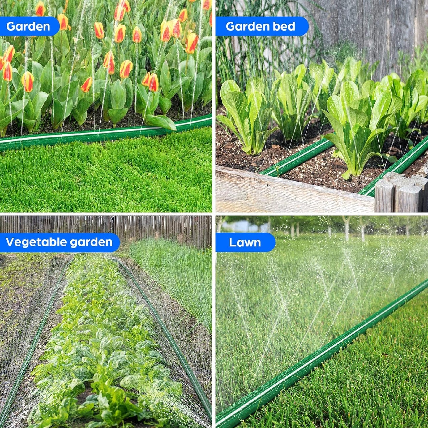 Jin&Bao Sprinkler Hose with Holes 25FT, Heavy Duty Watering Garden Hose, High-Efficiency Sprinklers System for Lawn and Garden with Staples
