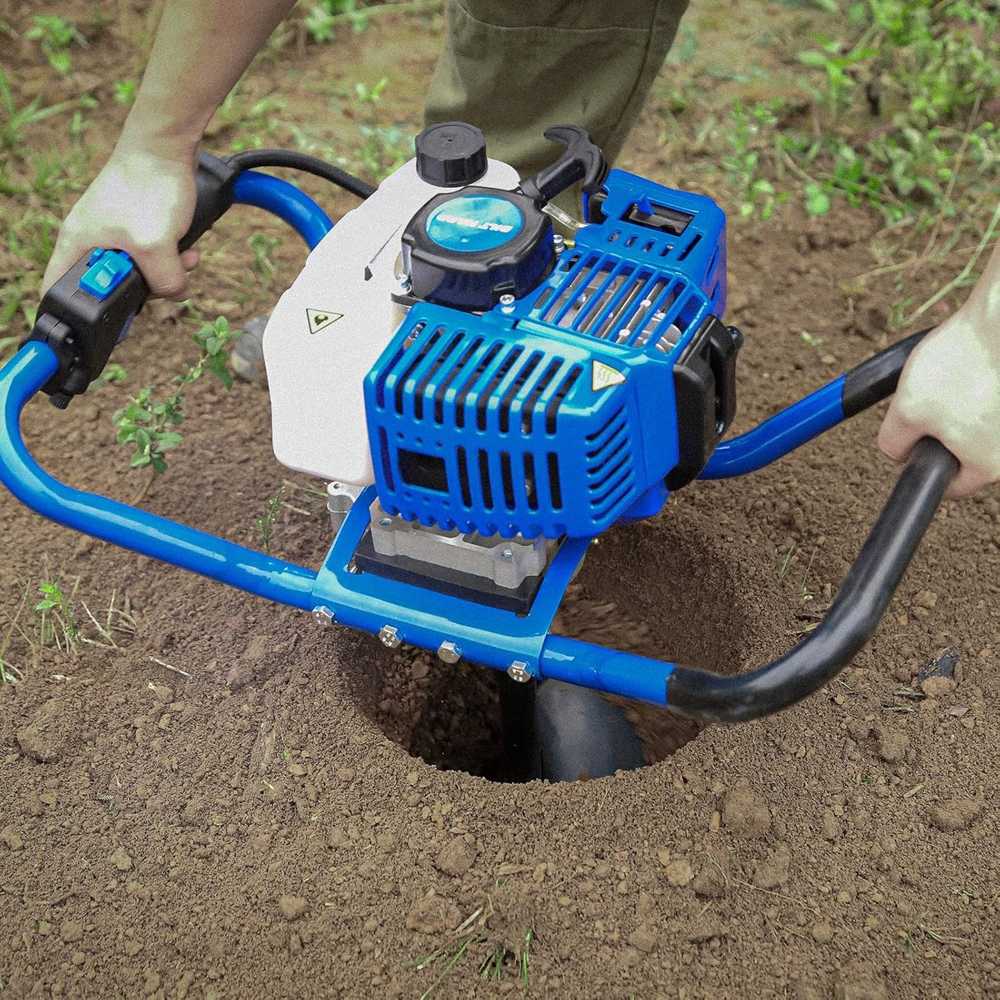 BILT HARD Post Hole Digger Gas Powered, 52cc 2.4 HP 2 Stroke Engine Earth Auger with 8" Drill Bit, EPA Compliant Post Hole Auger