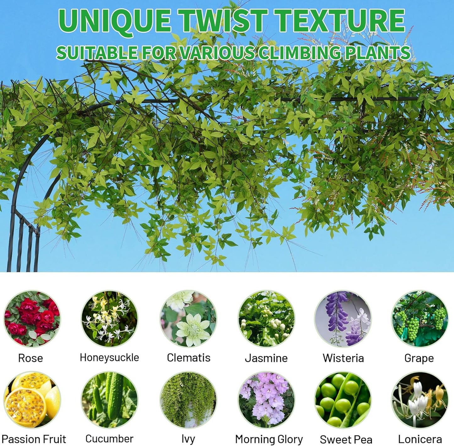 Garden Arch Trellis, Trellis Arch for Climbing Plants Outdoor, 5FT x 7.9FT Metal Full Garden Arbor, Trellises for Patio Lawn Backyard, Large Garden Archway Decoration Black 59.1" x 94.5in