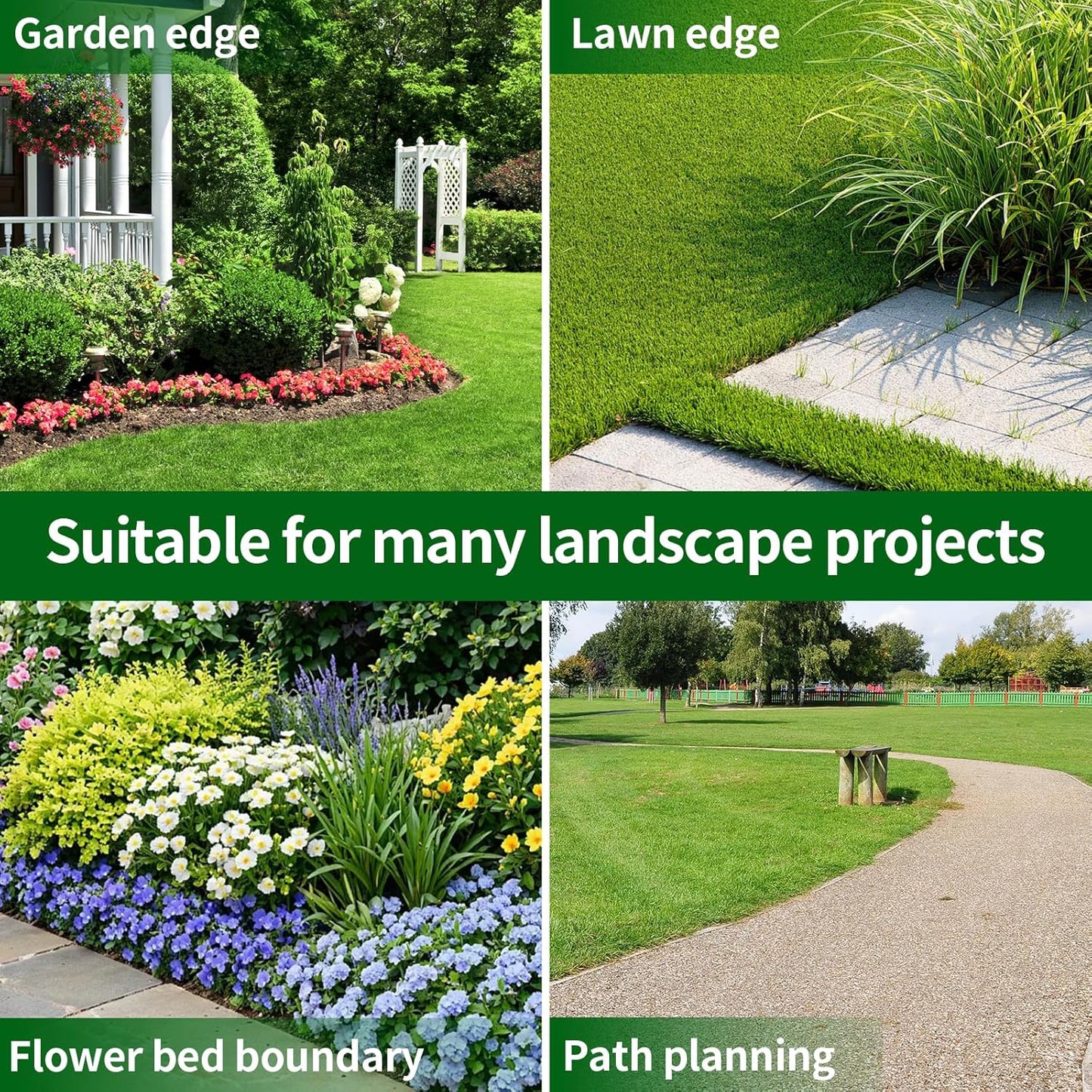 4 in x 25 Ft Garden Landscape Edging, No Dig Garden Edging Border Kit with 46 Pcs Spikes for Flower Bed Lawn Yard Grass Brown