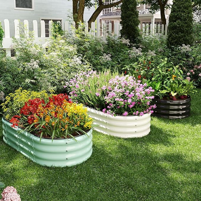 Galvanized Metal Planter Raised Garden Bed Kit for Gardening Outdoor,4x2x1ft Planter Grow Garden Box Raised Flower Bed,Long Vegetable Clearance Herb Raised Garden Beds for Gardening Black