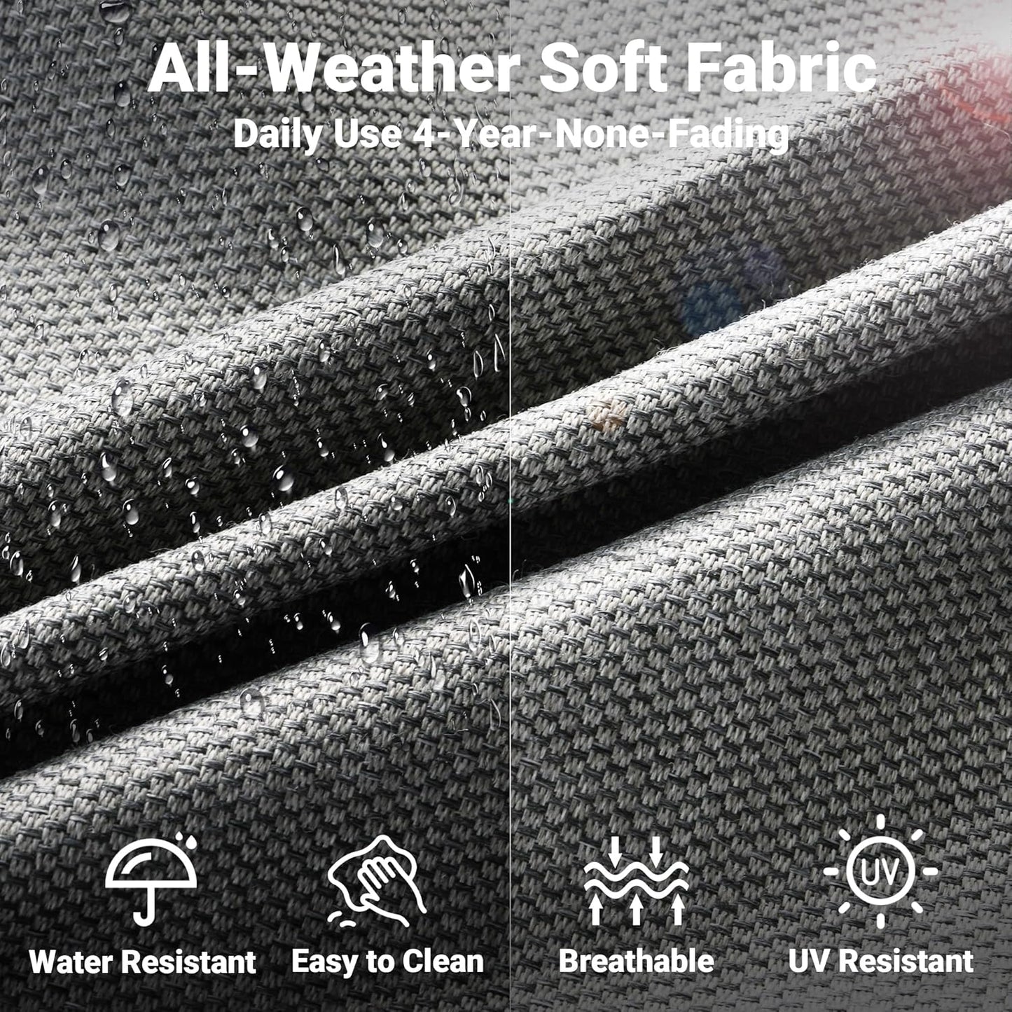 ovios 4 Pieces Patio Furniture Set with 30" Fire Pit Table, Outdoor Wicker Chairs of 4, All Weather High Back Rattan Chairs 4-Seater with Comfy Cushions, Dark Grey