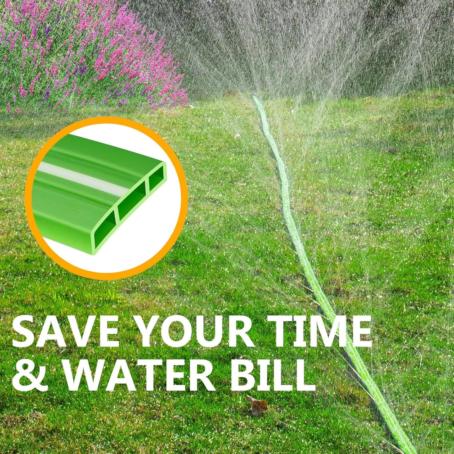 LAVEVE Sprinkler Soaker Hose for Yard 25 FT, Heavy Duty Garden Water Hoses with Stakes, Sprinklers System for Lawn, Flexible Drip Irrigation Tubing