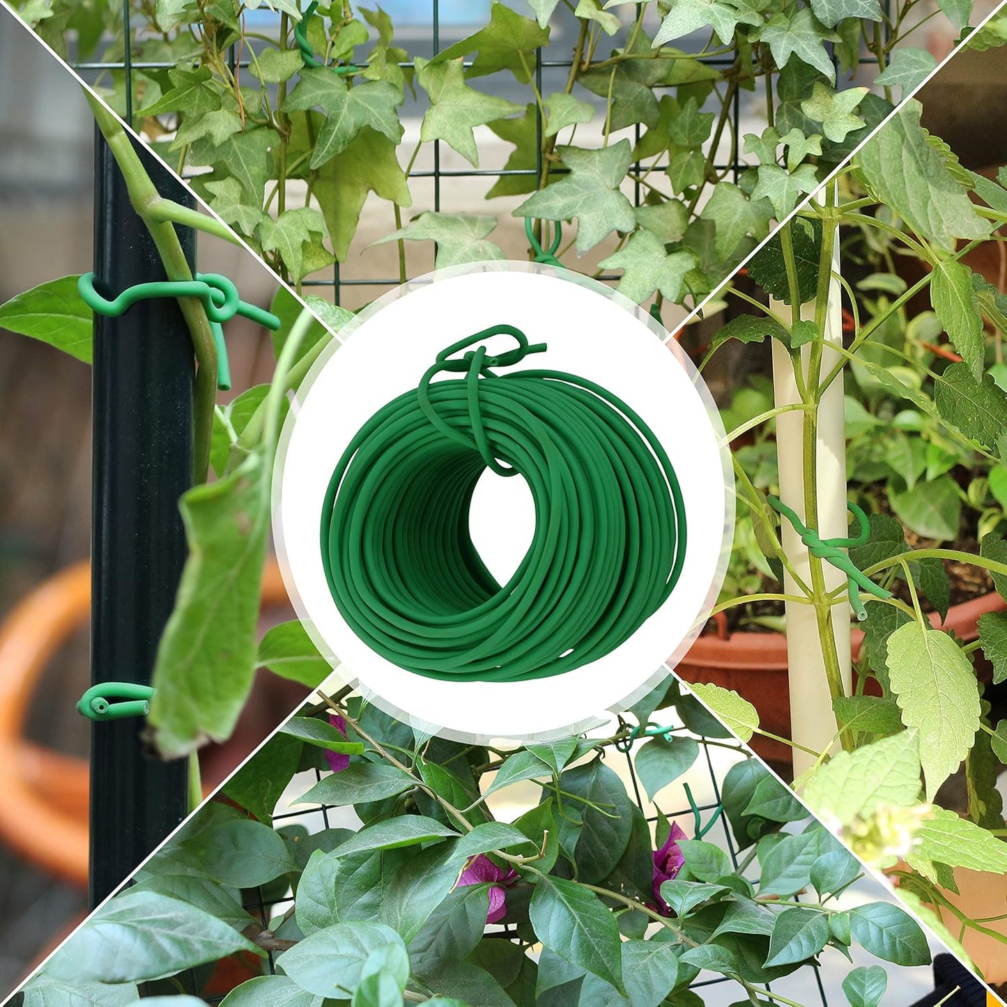 Gardzen 32ft Soft Garden Wire, Reusable Plant Ties, Rubber Coated Training Wire for Supporting Indoor Outdoor Plants and Home Organizing