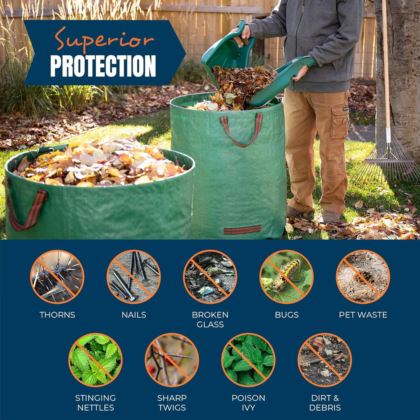 MEKKAPRO Leaf Scoops and Claws V2.0, 1-Pair (2 Pieces), Sturdy Ergonomic Grip Leaf Rake, Large Hand Held Garden Rake Grabbers for Leaf, Garden Claw for Lawn Grass Removal