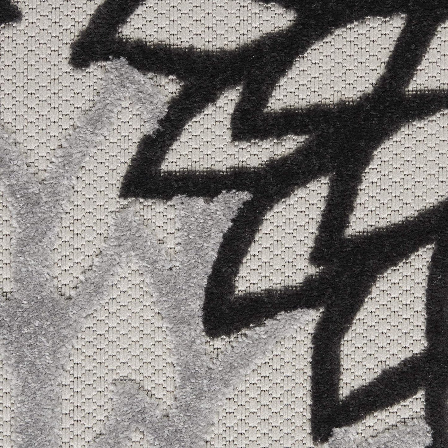 Nourison Aloha Indoor/Outdoor Black White 2'3" x 12' Area Rug, Tropical, Botanical, Easy Cleaning, Non Shedding, Bed Room, Living Room, Dining Room, Deck, Backyard, Patio (2x12)