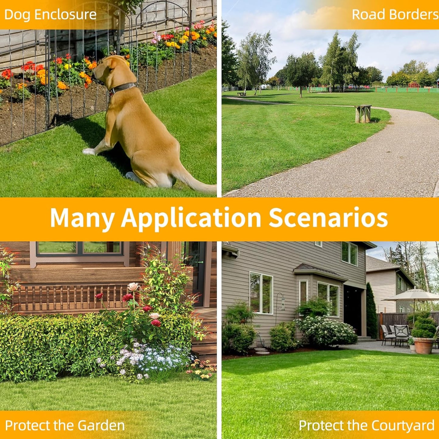 No Dig Garden Fence 16in x 20ft 20 Panels Decorative Garden Border for Fencing for Flower Beds, Dog Barrier, Patio and Yard Decoration