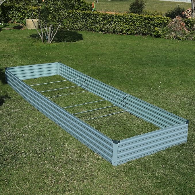 12x4x1ft(2 Pack) Galvanized Raised Garden Bed,Outdoor Planter Box Metal Patio Kit Planting Bed for Vegetables Flowers Herb,Grey