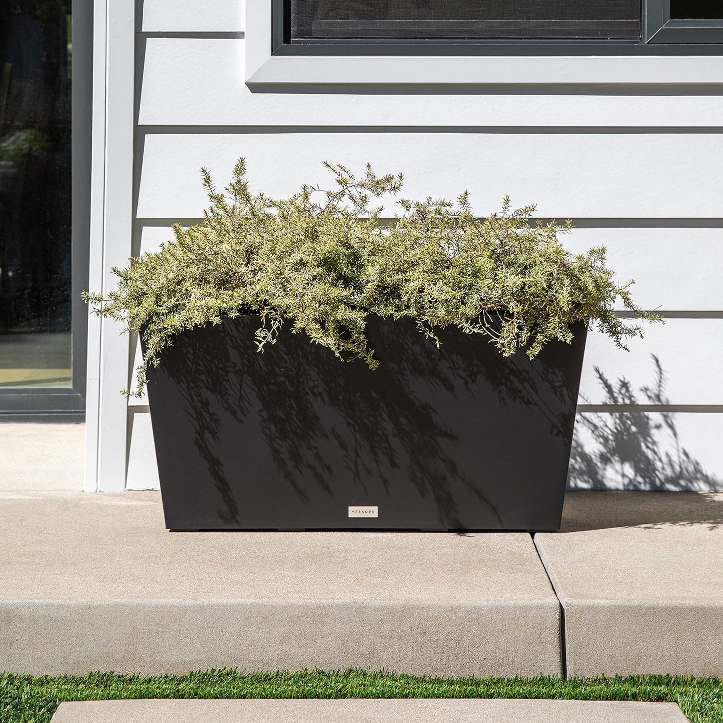 Veradek Pure Series Midori Trough Planter - Large Rectangular Planter for Indoor or Outdoor Deck/Porch | Durable All-Weather Use with Drainage Holes | Modern Decor for Shrubs, Flowers, Small Plants