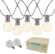 Novelty Lights 25 Feet G40 LED Patio String Lights with 25 Bulbs, Warm White, Weather Resistant and Shatterproof Replaceable Plastic Globe Bulbs, Brown Wire