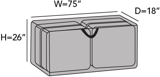 Covermates Cushion Storage Bag - Weather Resistant Polyester, Weather Resistant, Water Resistant Zipper, Cover Accessories, 75W x 18D x 26H, Charcoal