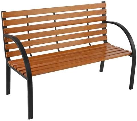 Outvita Garden Bench, 48" Front Porch Bench with Steel Frame Solid Construction, Outdoor Seating for Yard,Playground, Patio
