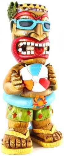 Large Float Tiki Garden Statue,Funny Tiki Decor Figurine with Multi-Color Changing Solar Lights,Hawaiian Tiki Man Outdoor Patio Yard Lawn Bar Party Beach Pool Decoration,Christmas Ornament Gift