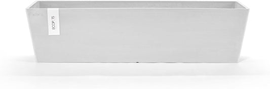 Ecopots Bruges Durable Modern Rectangular Indoor/Outdoor Recycled-Based Composite Flower Pot Planter, Pure White, 31.5"