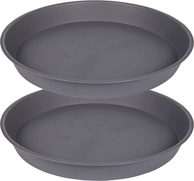 2 Pack of 16 17 inch Plant Saucer (15 inch Base), 2.3" Depth, Plant Trays for Pots, Plastic Plant Saucers for Indoors, Bird Bath Bowls, Flower Pot Drip Trays for Planter (17", Cement)
