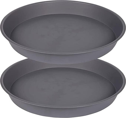 2 Pack of 16 17 inch Plant Saucer (15 inch Base), 2.3" Depth, Plant Trays for Pots, Plastic Plant Saucers for Indoors, Bird Bath Bowls, Flower Pot Drip Trays for Planter (17", Cement)