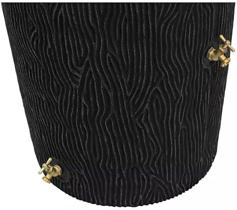 Impressions Bark 50-Gallon Rain Barrel, Wood Grain Design, Decorative Water Collection Tank (Black)