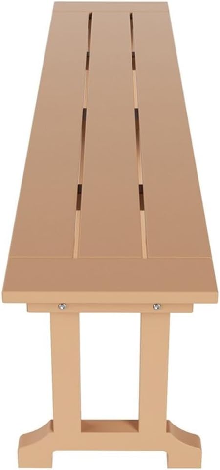 Outdoor Benches Weatherproof, Park Long Bench Poly Lumber Backless for Entryway Front Porch Garden Bench Seat for Patio, Teak