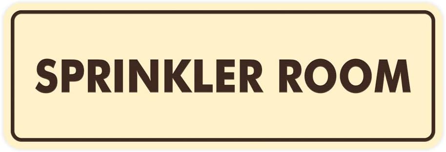 Signs ByLITA Standard Sprinkler Room Sign (Ivory/Dark Brown) - Large 2 Pack