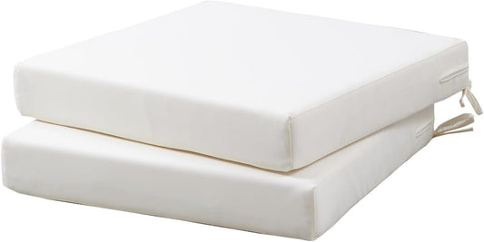Patio Chair Cushions Non Slip Bottom Chair Pad with Ties Waterproof Square Outdoor Seat Cushion Replacement for Garden Swing Furniture Set of 2 20 x 20 Inch, Beige