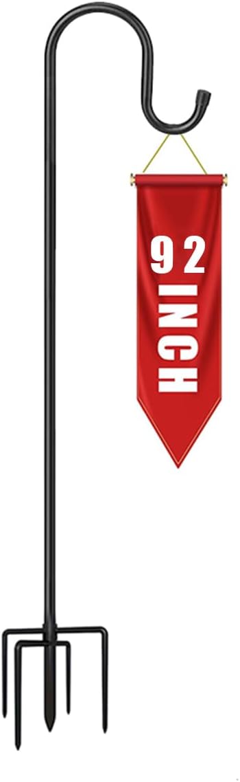 CMASTER Shepherd Hook for Outdoor, 1 Pack 92 Inch Bird Feeder Pole with 5 Prong Base Heavy Duty Adjustable Garden Hook for Hanging Plant, Hummingbird Feeder, Lantern(92 Inch)