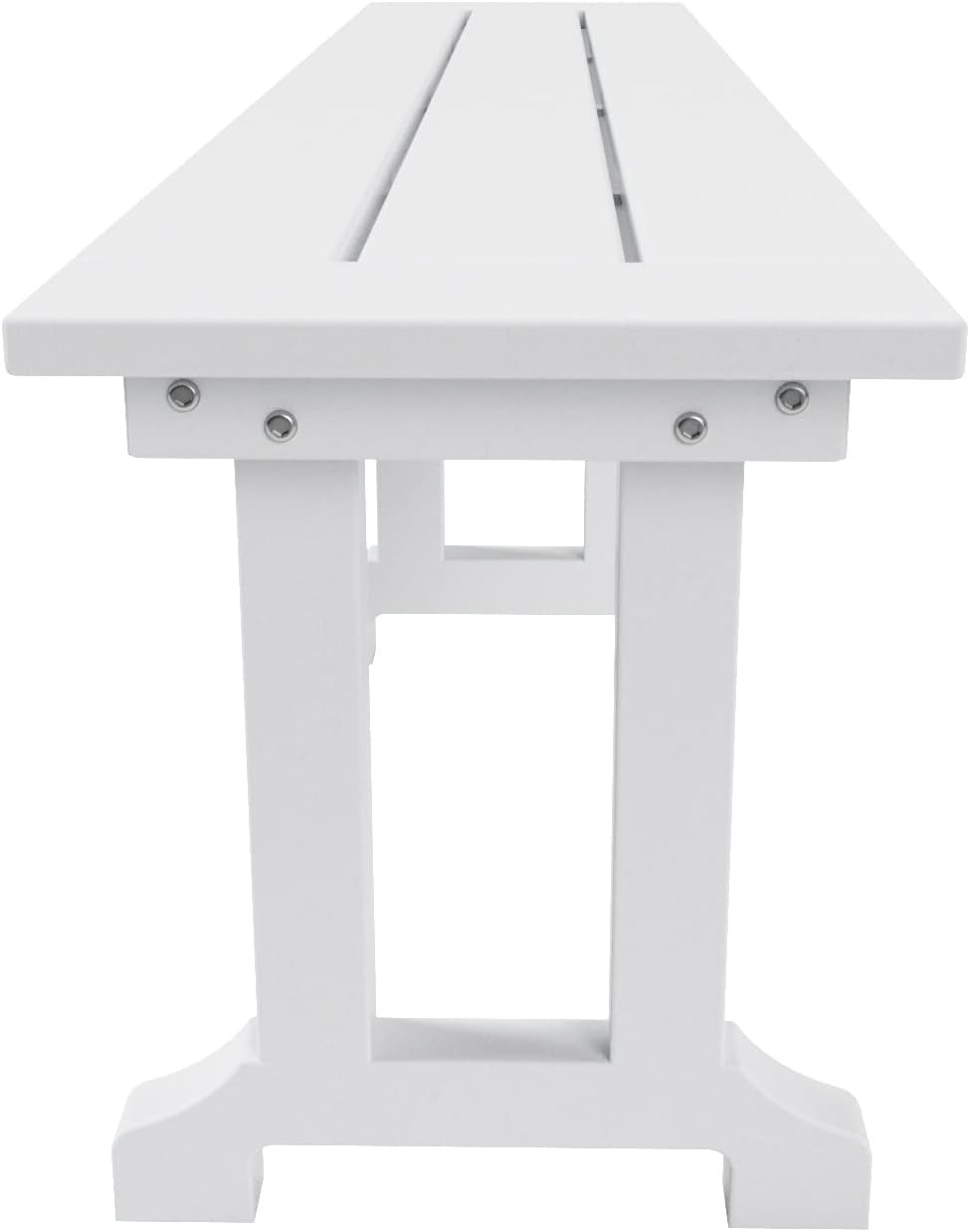 WestinTrends Malibu 65" Outdoor Dining Bench, All Weather Resistant Poly Lumber Patio Garden Bench Trestle Long Bench for Both Outdoor and Indoor, White