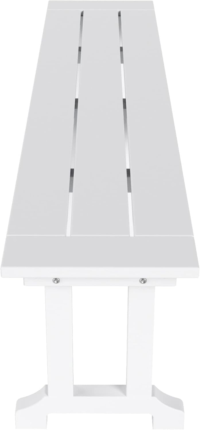 WestinTrends Malibu 65" Outdoor Dining Bench, All Weather Resistant Poly Lumber Patio Garden Bench Trestle Long Bench for Both Outdoor and Indoor, White